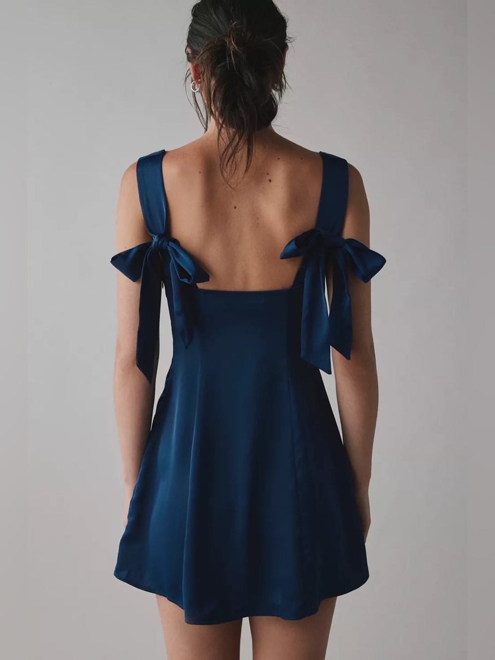 Urban Outfitters Bri Double Bow Satin Mini Dress Size S